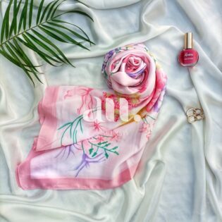 Bloom Pink Printed Silk Hijab